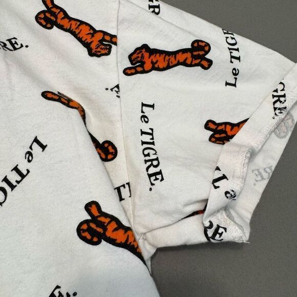 Le Tiger Men's Short Sleeve Tiger Logo T-Shirt White Orange Black Size Large - Picture 4 of 10